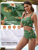 1 x RAW Customer Returns UMIPUBO Women s Bikini Set Tummy Control High Waist Swimwear Push Up Bikinis Drawstring Side Two Piece Swimsuit V Neck Swimsuit Green, M  - RRP €32.99