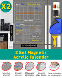 1 x RAW Customer Returns Loiion 2Pcs Fridge Magnetic Calendar, Monthly and Weekly Magnetic Calendar, Reusable Acrylic Magnetic Calendar, Transparent Fridge Magnetic Whiteboard with 4 Markers - RRP €19.27