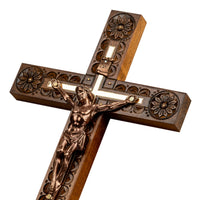 1 x RAW Customer Returns Woodvio - Hand carved wooden wall cross, Catholic crucifix - RRP €44.27