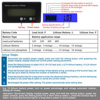 1 x RAW Customer Returns VooGenzek Battery Capacity Voltmeter Monitor, Universal Lead Acid Lithium Battery Status Indicator Tester Voltmeter Monitor, LCD Display, DC 12V 24V 36V 48V Battery Meter Blue Light  - RRP €9.91