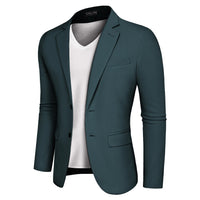 1 x RAW Customer Returns Men s Jacket Casual Regular Fit Knit Blazer Suit Jackets with Notched Collar Peacock Blue XXL - RRP €48.49