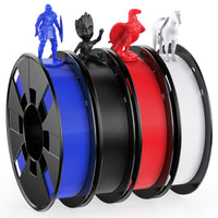 1 x RAW Customer Returns WEEFUN 4 Color PLA 3D Printer Filament Pack, Black White Red Blue, PLA Filaments for 3D Printer, 4 Spools, Total 1kg 2.2LBS  - RRP €16.8