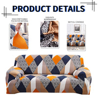 1 x RAW Customer Returns Lydevo Stretch Sofa Cover 3 Seater Sofa Covers with Armrests with 2 Cushion Covers Modern Sofa Cover Pattern Universal Non-Slip Washable Sofa Protector, Geometric Orange - RRP €31.46