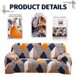 1 x RAW Customer Returns Lydevo Sofa Cover 3 Seater Stretch Sofa Cover Elastic Sofa Cover Spandex Sofa Cover with 2 Cushion Covers Non-Slip Washable Sofa Protection Cover Protective Couch Cover Geometric Orange - RRP €31.99