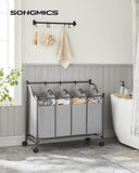 1 x RAW Customer Returns SONGMICS Laundry Cart, Laundry Basket with 4 Removable Bags, Laundry Trolley, Bedroom, Bathroom, 4 x 35 L, Dove Gray LSF005GS - RRP €40.33