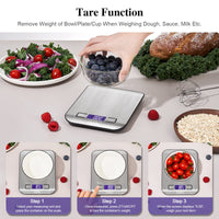 1 x RAW Customer Returns ADORIC digital scales, professional electronic scales, kitchen scales with LCD display - wonderful precision up to 1g 5kg maximum weight - silvery - RRP €8.99