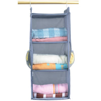 1 x Brand New MKPCW Hanging Storage with 3 Shelves Wardrobe Closet Organizer, Storage Rack Unit with 2 Pockets for Clothes Gray  - RRP €30.0