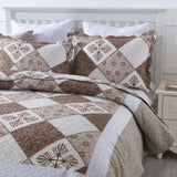 1 x RAW Customer Returns ENCOFT 3 Piece Bedspread Bed Cover 230x250cm Brown Quilted Double Bed Polyester Breathable Quilted Blanket Bedspreads with 2 Pillowcases 50x70 cm Brown  - RRP €53.23