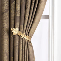 1 x RAW Customer Returns MIULEE Curtains Velvet with Gold Foil Leaves Pattern, 2 Pieces Taupe Velvet Curtains with Eyelets, Each 175 cm High, Super Soft Velvet Curtain Opaque for Decoration Living Room Bedroom, Beautiful Velvet Curtain - RRP €33.26