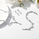 1 x RAW Customer Returns Toplstud Wedding 925 Silver Jewelry Set for Women, Necklace Bracelet Earrings in the Shape of a Leaf with Pearls, Wedding Anniversary Gifts for Bride Women - RRP €36.99