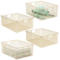 1 x RAW Customer Returns mDesign wire basket for bathroom accessories practical wire basket with metal handles for toilet paper or cosmetics modern bathroom shelf for bathroom accessories set of 4 brass-colored - RRP €55.38