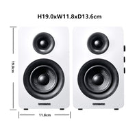 1 x RAW Customer Returns Sanyun SW208 3 Active Bluetooth 5.0 Bookshelf Speakers - 60W Carbon Fiber Speaker Unit - Built-in 24-bit DAC - Dynamic 3D Surround Sound - 2.0 Computer PC Monitor Pair, White  - RRP €79.99