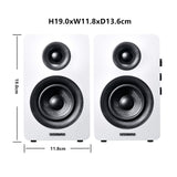 1 x RAW Customer Returns Sanyun SW208 3 Active Bluetooth 5.0 Bookshelf Speakers - 60W Carbon Fiber Speaker Unit - Built-in 24-bit DAC - Dynamic 3D Surround Sound - 2.0 Computer PC Monitor Pair, White  - RRP €79.99