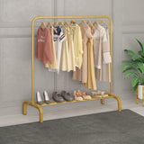 1 x RAW Customer Returns JIUYOTREE 110cm Metal Coat Rack with Bottom Shelf for Coats, Skirts, Shirts, Sweaters, Gold - RRP €25.99