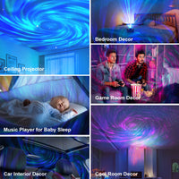 2 x RAW Customer Returns URAQT room projector, 3-in-1 LED starry sky projector, planetary projector with app control, 28 light effects, galaxy projector, 3D ocean wave sky light with RGB dimming Bluetooth speaker - RRP €41.88