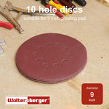 1 x RAW Customer Returns Woltersberger 50 abrasive discs 225mm Particle size P40,P60,P100,P120,P180 10 holes in red Sandpaper Drywall Sander Long Neck Sander Giraffe SET - RRP €29.98