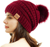 6 x Brand New REDESS Women s Winter Pom Pom Beanie Hat with Warm Fleece Lined, Thick Slouchy Snow Knit Chunky Baggy Skull Ski Cap - RRP €113.94