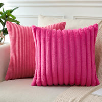 1 x RAW Customer Returns JOTOM decorative pillow covers 45 x 45 cm set of 4 soft cushion covers plain striped cushion covers for sofa office couch bedroom bed 45 x 45 cm, hot pink  - RRP €25.1