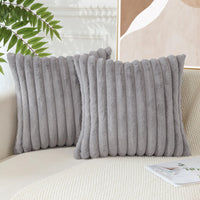 1 x RAW Customer Returns JOTOM Set of 2 Double-Sided Faux Fur Plush Cushion Covers, Decorative Soft Pillowcase Modern Cushion Cover Sofa Cushion Decorative Pillowcase for Living Room Bedroom Decoration 45 x 45 cm, Gray  - RRP €19.55