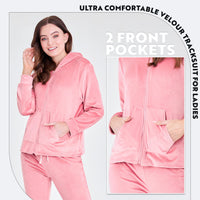 1 x RAW Customer Returns CityComfort Women s Tracksuit, Velor Jogging Suit Women s Set with Hoodie and Jogging Bottoms - Loungewear Set for Women Pink, M  - RRP €19.88