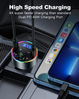 1 x RAW Customer Returns Bluetooth 5.3 FM Transmitter, Dual PD 40W Type-C USB Car Fast Charger, Wireless Bluetooth Car Adapter with Microphone and HiFi Sound MP3 Music Player, Radio Audio Receiver Support Hands-Free Calls - RRP €36.11