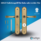 2 x RAW Customer Returns ADGO door handle for 72 WC doors biscuit left right door fitting door fitting long plate aluminum toilet door room door door handle set door handle gold  - RRP €25.92