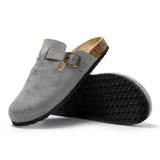 1 x RAW Customer Returns JOMIX Sandals Men s Mules Flat Slippers Summer Boys Clogs Leather Slip On Shoes Elegant Gray, 45 EU, MU8676  - RRP €60.0