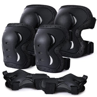 1 x RAW Customer Returns Skate Protection Set for Children and Adults, Set of Knee Pads, Elbow Pads and Wrist Guards for Skating, Cycling, Skateboard, Climbing, Bicycle, Skate, Scooter Black , L  - RRP €20.57