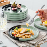 1 x RAW Customer Returns vancasso Aria dinner plate stoneware, dinner plate set 6 people, 20.3 cm plate set, tableware for dishwasher and microwave, pasta plate, breakfast plate, cake plate, green - RRP €25.99