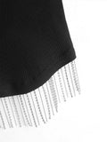 1 x RAW Customer Returns Dresswel Women Sexy Sleeveless Fringe Tops Round Neck Glitter Tassel Top 2-Black.,S - RRP €24.0