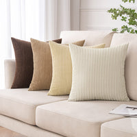 1 x RAW Customer Returns MIULEE Corduroy Velvet Cushion Cover Soft Cushion Cover Decorative Sofa Cushions Square Decorative Cushions Modern Decorative Cushion Cover Striped Cushion Covers for Living Room Bedroom Pack of 4 45 x 45 cm Brown - RRP €26.99