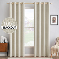 1 x RAW Customer Returns MIULEE blackout curtains with eyelets, linen look, set of 2, 245 x 140 cm, cream curtain, opaque with eyelets, thermal curtain, cold protection, curtains, living room, bedroom, heat-insulating - RRP €46.38