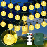 1 x RAW Customer Returns GCMacau Outdoor Battery Fairy Lights, 13M Fairy Lights - 80LED Outdoor Battery Operated, Crystal Balls, Graphite Green Cable, Waterproof IP65 , Remote Control - Ideal for Christmas, Indoors, Balcony - RRP €17.99