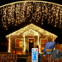 1 x RAW Customer Returns GCMacau Ice Rain Fairy Lights Christmas Lights Outdoor Solar 12m 5m , Fairy Lights Warm White 506LEDs, 8 Modes, Expandable, 101 Drops, USB Power Supply, IP65 Waterproof with Remote Control Timer - RRP €43.36