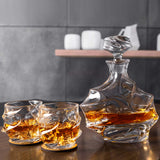 1 x RAW Customer Returns KANARS Whiskey Glasses and Decanter, Lead Free Sturdy Crystal Whiskey Bottle Set for Scotch, Bourbon, 750 ml Decanter and 4 Whiskey Glasses 320 ml, Luxury Gift Box, 5 Pieces - RRP €66.66