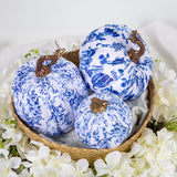 1 x RAW Customer Returns Set of 3 artificial pumpkin decorations, autumn artificial pumpkins for Halloween, living room table decoration, blue and white decorative pumpkin, artificial plant like real autumn decoration - RRP €24.99