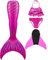 1 x RAW Customer Returns DNFUN Girls Mermaid Tail Swimsuit Cosplay Swimsuit with Bikini and Monofin - RRP €46.33