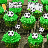 18 x Brand New Cake decoration set, 36 pieces football cake decoration birthday, cake topper cake decoration sets contain jerseys, football boots, trophies, footballs, goals, birthday flags with congratulations - RRP €108.72