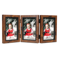 9 x Brand New Samdola 3 picture frames 10x15 picture frame collage brown with hinge triple folding frame, gift for mother, girlfriend - RRP €193.5