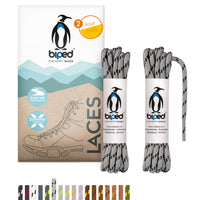 1 x RAW Customer Returns biped LACES 2 pairs of hiking shoe laces polyester round diameter 4 mm extra robust - tear-resistant quality shoe laces for hiking, trekking and work shoes z2917 B15 grey black, 160 cm  - RRP €7.04