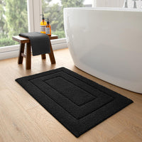 1 x RAW Customer Returns DEXI bath mat, non-slip, soft bathroom rug, water-absorbent, bath mat, machine washable, bath mat for shower, bathtub and toilet - black, 60 x 110 cm - RRP €45.37