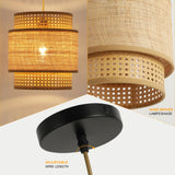 1 x RAW Customer Returns FORCOSO Rattan Lamp Fabric, Vintage Boho Pendant Lamp 29 cm, E27 Rattan Chandelier max.60W, Ceiling Rattan Chandelier for Living Room Bedroom Kitchen Restaurant - Brown White - RRP €52.93