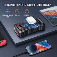 1 x RAW Customer Returns YABER Battery Booster, 3500A 23800mAh Portable Jump Starter All Gas or 8.0 L Diesel , Wireless Charger with LED Lamp, LCD Screen, Safety Hammer, Compass - RRP €99.98