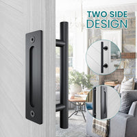 1 x RAW Customer Returns QINAIXQM 24CM barn door handle, sliding door pulls handle, black door handle, sliding door handle, kitchen handles, sliding door handle, for a wooden door, closet door - RRP €19.36