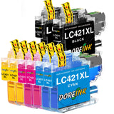 1 x RAW Customer Returns DOREINK LC421XL for LC421 cartridge Brother LC421 LC421 XL multipack cartridges for Brother LC421XL DCP-J1050DW DCP-J1140DW MFC-J1010DW LC421XL black, cyan, magenta, yellow, pack of 8  - RRP €39.99