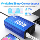 1 x RAW Customer Returns 300W Pure Sine Wave Converter 12V 220V 230V Inverter to Pure Sine Wave Car Adapter with Dual USB 4.8A and AC Socket for Tablets Smartphones GIANDEL - RRP €96.13