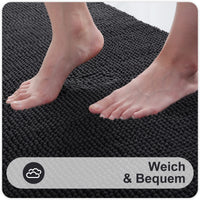 1 x RAW Customer Returns Homaxy Chenille Bathroom Rug Set 2 Pieces Non-Slip Bath Mat Set Soft Absorbent Bath Rug Set Washable Bath Mat - 40x60 cm 60x90 cm, Dark Grey - RRP €30.24