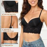 1 x RAW Customer Returns Niwicee Women s Lace Bra, Basic U-Shaped Low Back Bra Elegant Underwire Bra C, Black, 95  - RRP €29.99