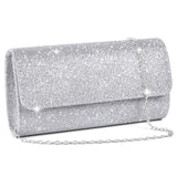 1 x RAW Customer Returns OSDUE Chain Bag, Clutch Women, Glitter Evening Bag, Elegant Envelope Bag Chain Bag Shoulder Bags for Wedding Party Leisure Date Silver  - RRP €14.75