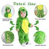 1 x RAW Customer Returns Doladola Baby Romper with Hood Unisex Baby Onesie Cartoon Animal Jumpsuit Pajamas 18-24 Months, Green Dinosaur  - RRP €24.99